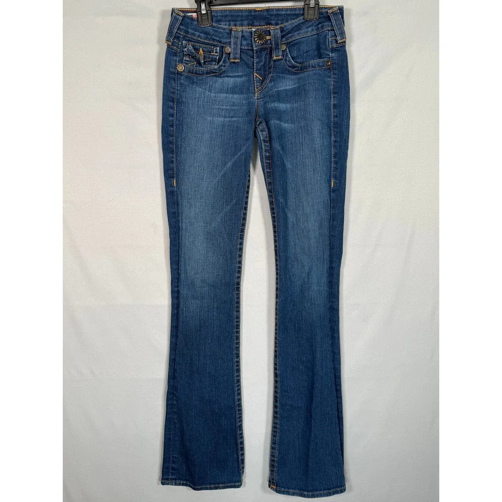 True Religion Becky Bootcut Jeans Blue Low Rise W26 L33 Made in USA WQ1564E67 - Picture 2 of 16